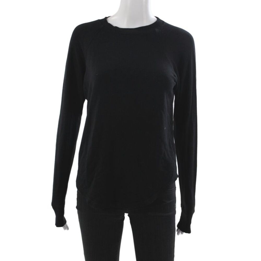 Splits 59 Women Sweater Pullover Black Crewneck Long Sleeve Modal Size XS